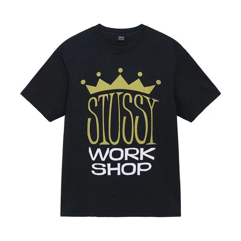 Stussy Crown Surfing Print Short Sleeve T-Shirt for Men and Women 1