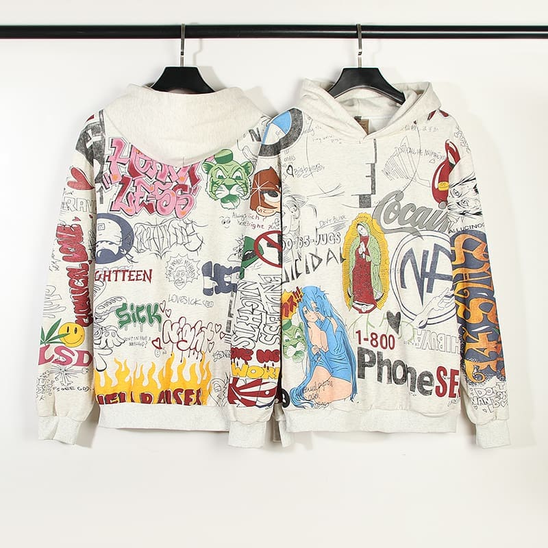 Saint Michael Flame Hand-Painted Retro Distressed Hooded Sweater