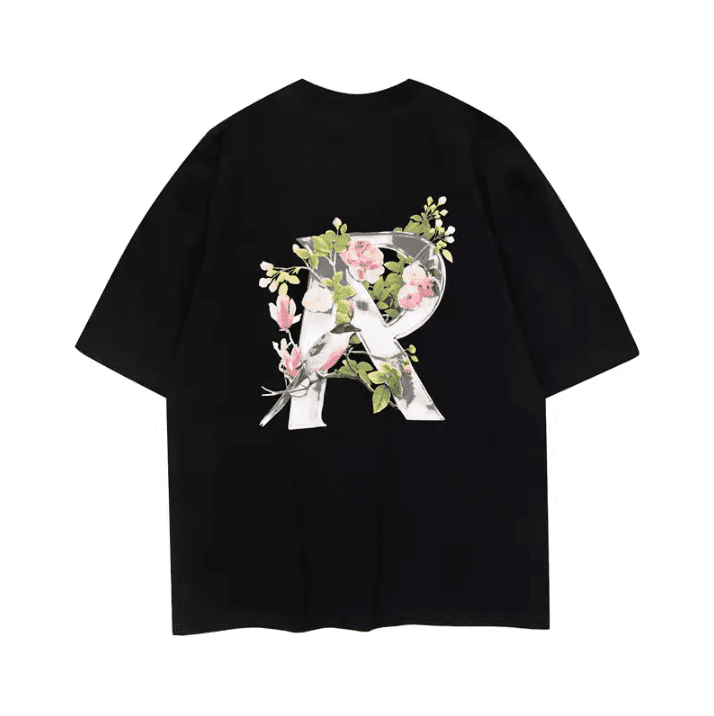 Represent Flower Letter High Street Casual T-Shirt for Men and Women