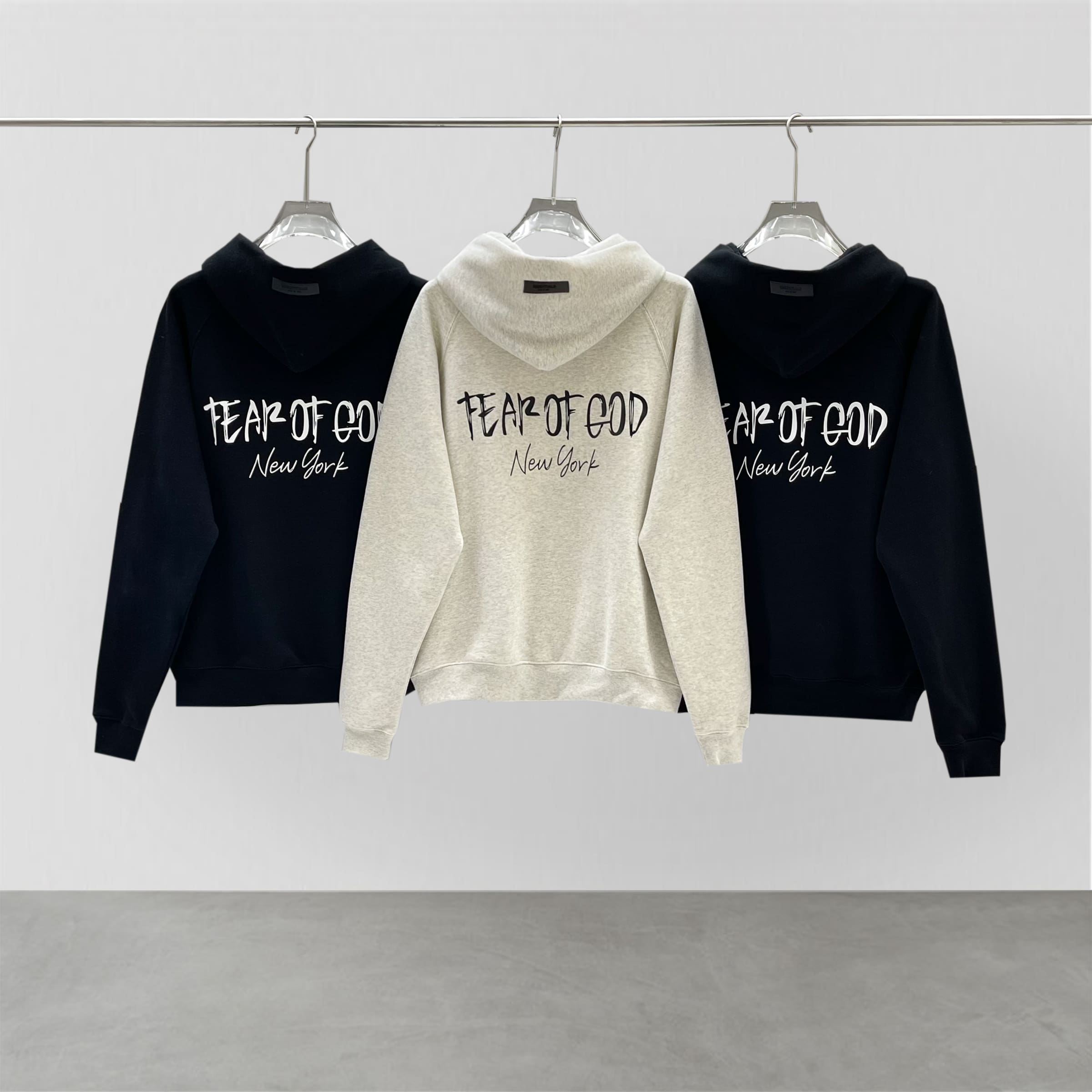 Essentials Double Line Fog Velvet Padded Hooded Sweatshirt