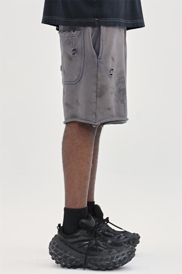 saint L**is vintage distressed knitted shorts casual cropped pants for men and women