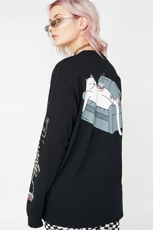 Ripndip Middle Finger Cat Long Sleeve Tee