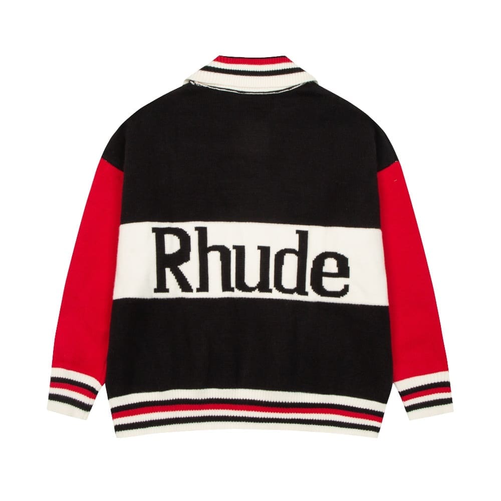 Rhude Striped Retro Polo Collar Sweater