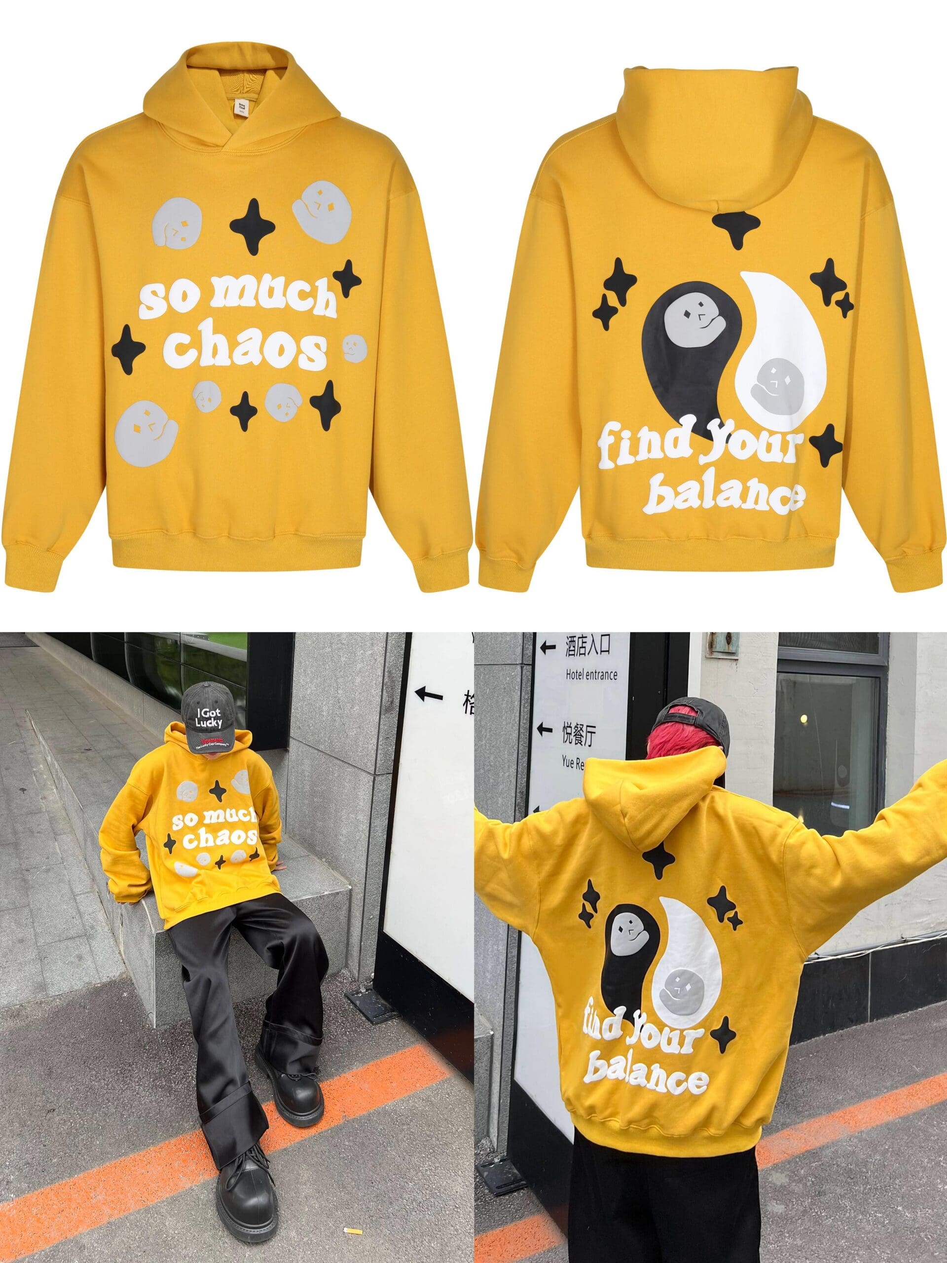 Broken Planet Puff Print Hooded Sweater Loose Fit for Men and Women