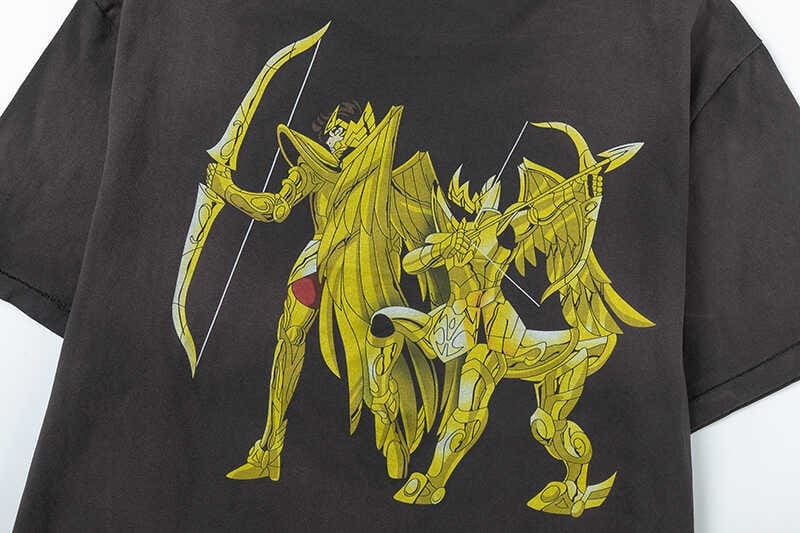 Saint Michael Saint Seiya Anime Print Vintage Washed T-Shirt for Men and Women