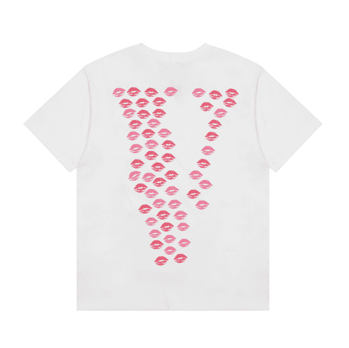 Vlone Lip Print Large V Short Sleeve T-Shirt for Men and Women