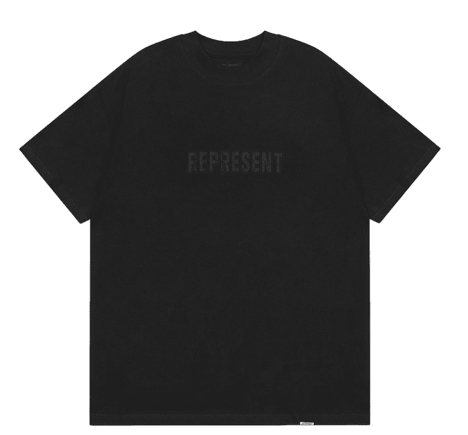 Represent Washed Embroidered Letter T-Shirt Retro Trendy Round Neck for Men and Women