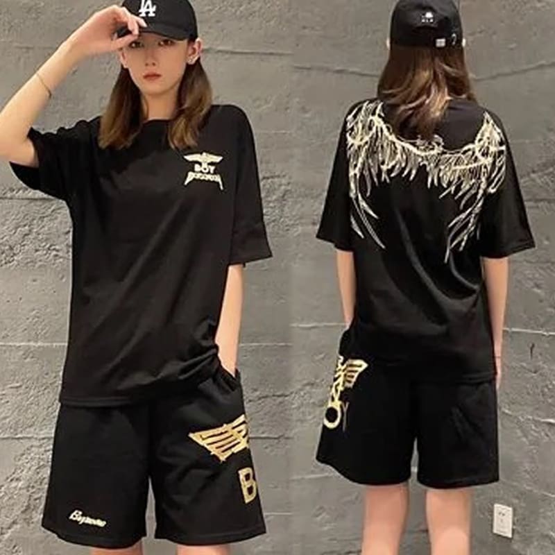 Black Golden Lock Eagle Wings Tee