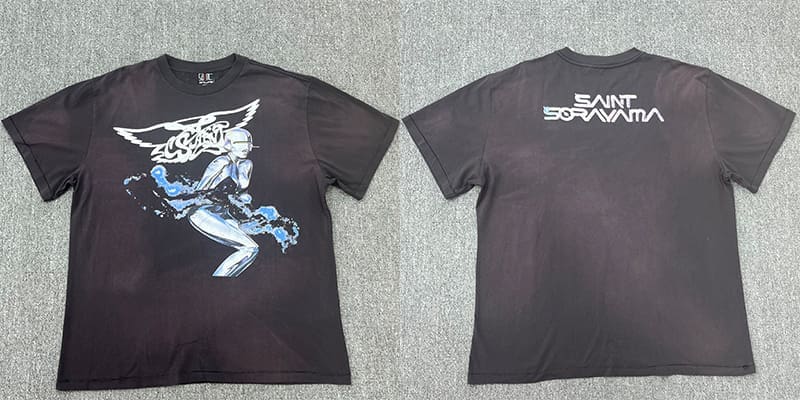 Saint Michael Distressed Retro Washed Vintage T-Shirt Fashion Collection