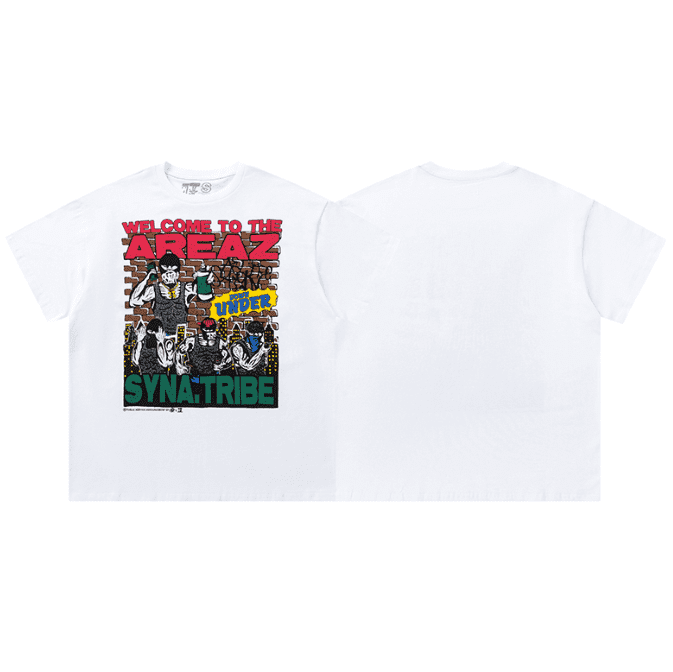 Synaworld Letter Print Drill Style T-Shirt