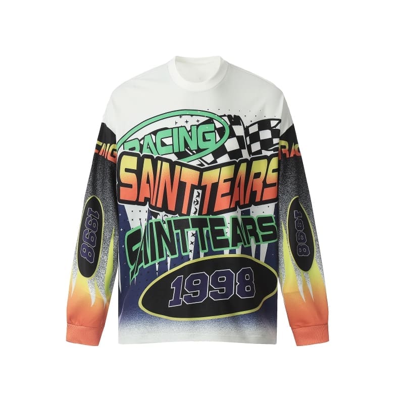 Saint Michael Denim Tears Full Printed Long Sleeve Vintage Shirt for Men