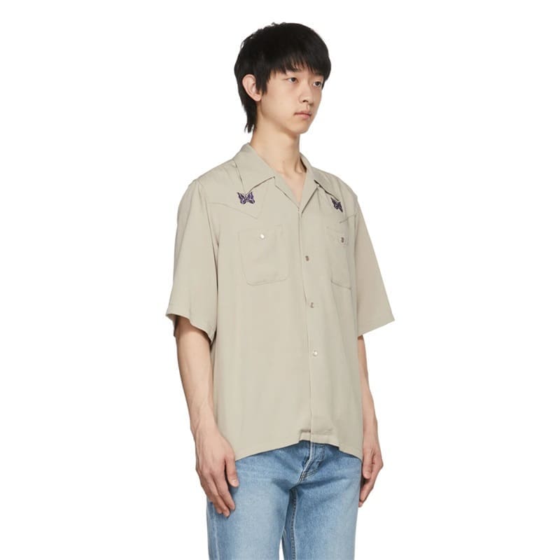 Bieber Style Needles Butterfly Embroidery Shirt