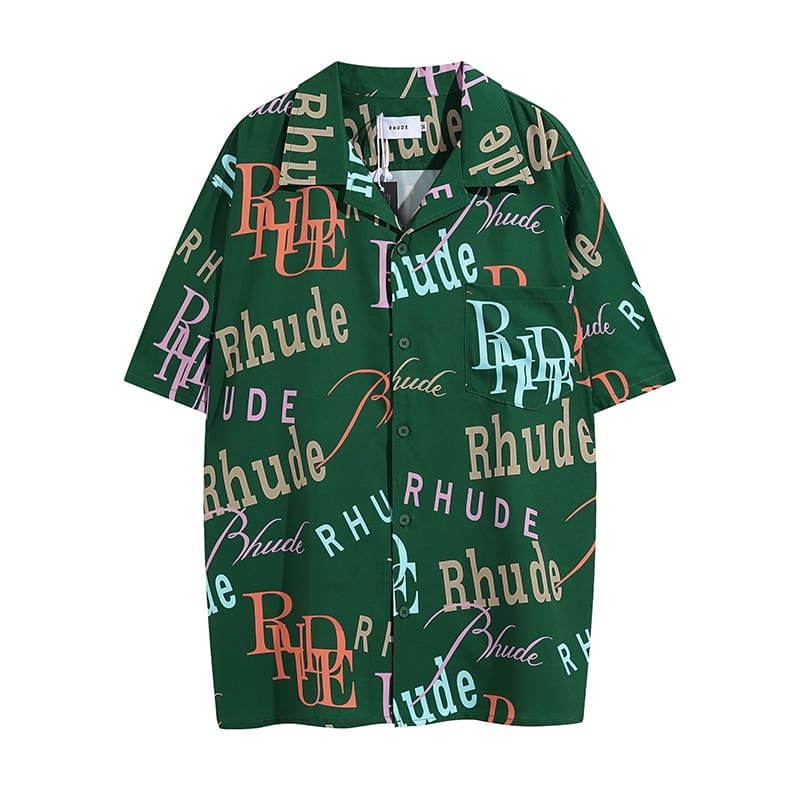 Rhude Letter Printed Short Sleeve Shirt
