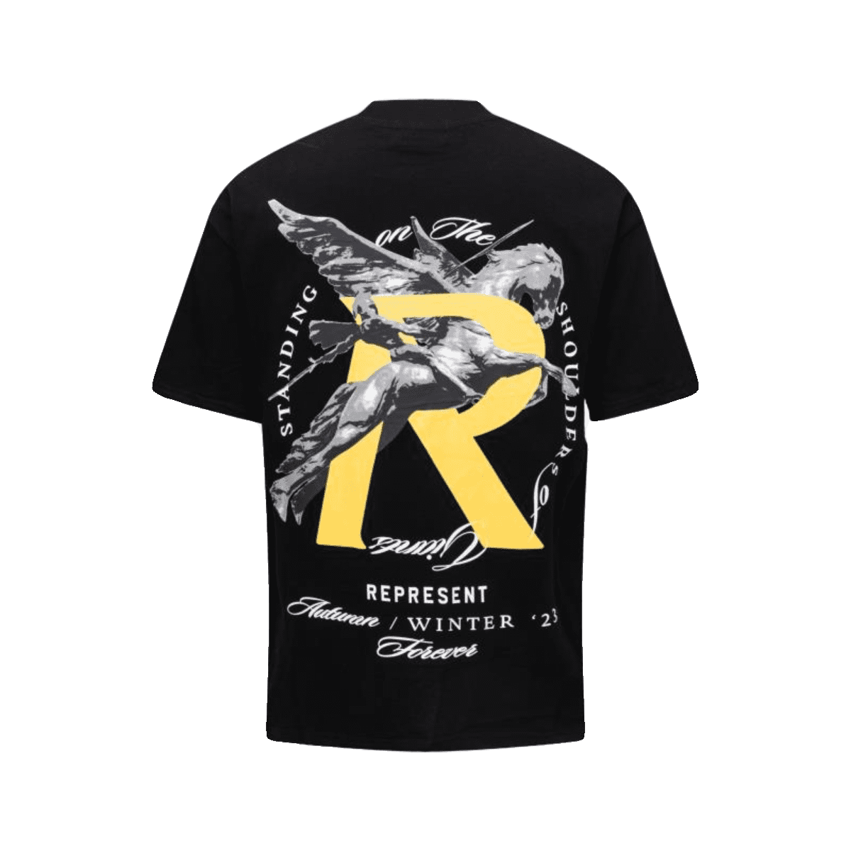 Represent Pegasus Knight Slogan Logo T-Shirt Casual Loose Short Sleeve for Men and Women