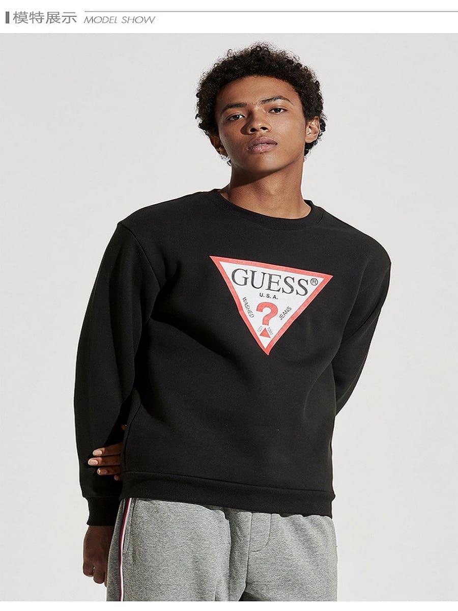 Guess New Round Neck Long Sleeve Printed Casual Sweater for Men