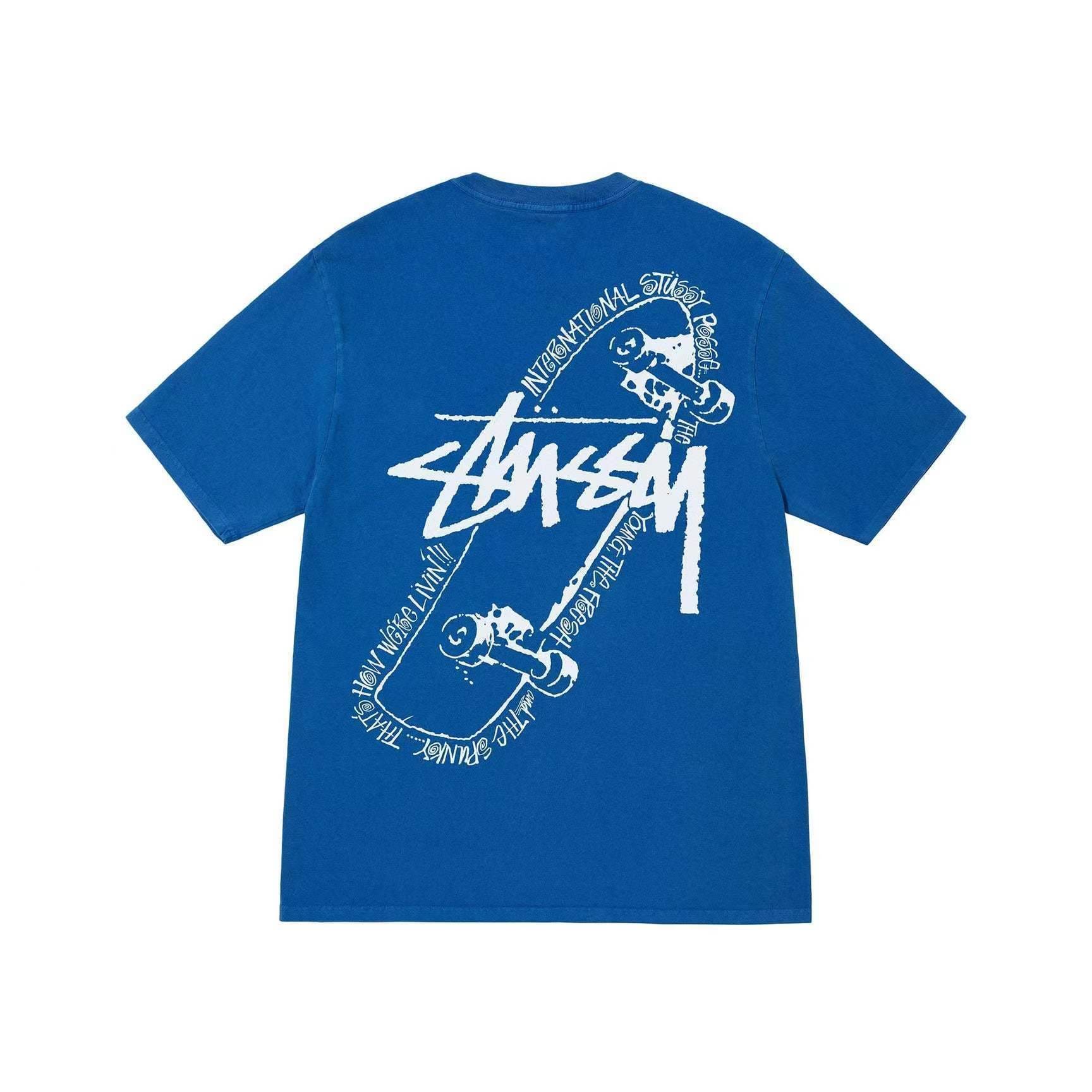 Stussy Crown Surfing Print Short Sleeve T-Shirt for Men and Women 2