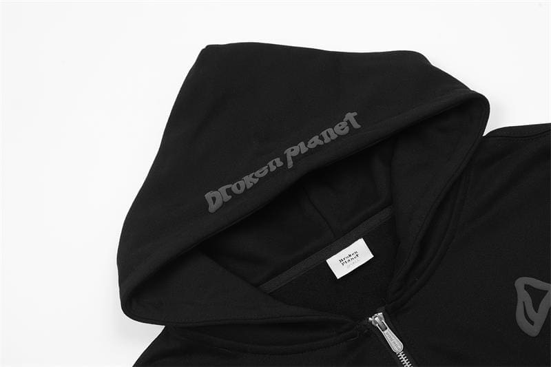 Broken Planet Puff Print Hooded Cardigan Sweater for Men and Women