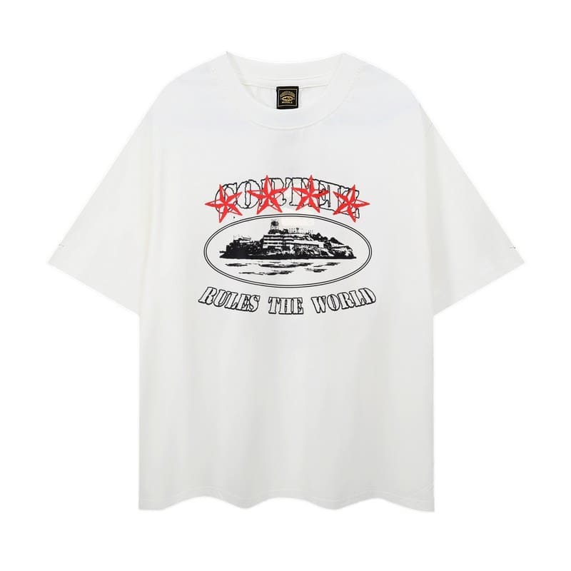 Corteiz Devil Island Graffiti Short Sleeve T-Shirt Summer Street Style