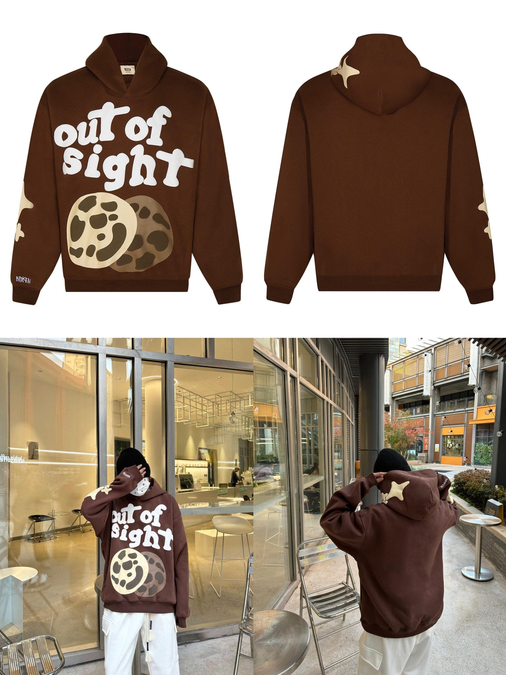 Broken Planet Puff Print Hooded Sweater Loose Fit for Men and Women