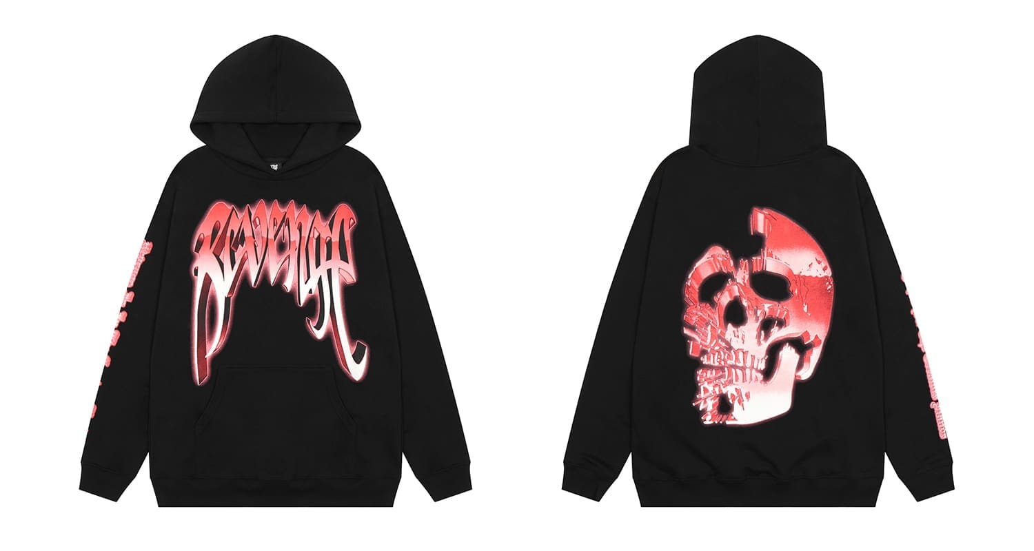 Revenge Mechanical Skull Print Hoodie