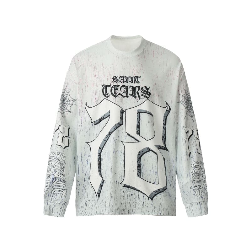 Saint Michael Denim Tears Full Printed Long Sleeve Vintage Shirt for Men