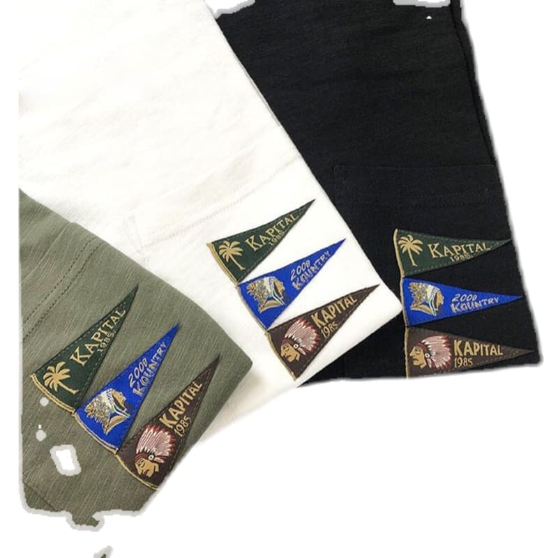 Kapital Four Flags Embroidered Slub Cotton T-Shirt