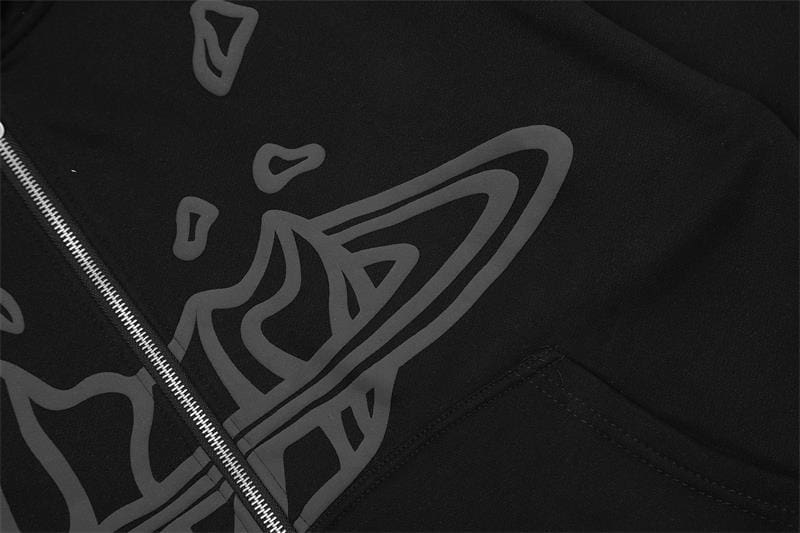 Broken Planet Puff Print Hooded Cardigan Sweater for Men and Women