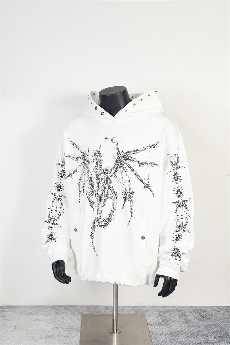 Thug Club Skeleton Dragon Print Hoodie