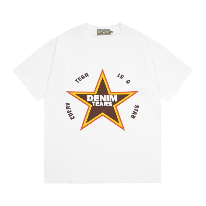 Denim Tears Hip Hop Pure Cotton Short Sleeve T-Shirt for Men and Women