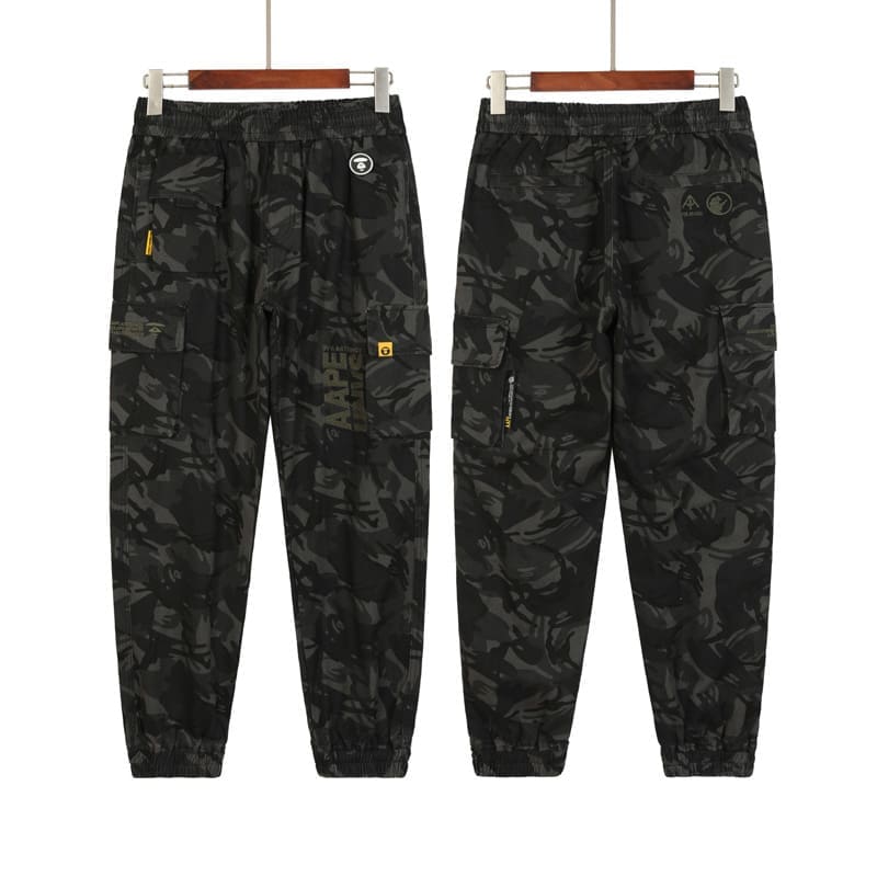 AAPE Camouflage Multi-Pocket Military Workwear Pants for Men and Women