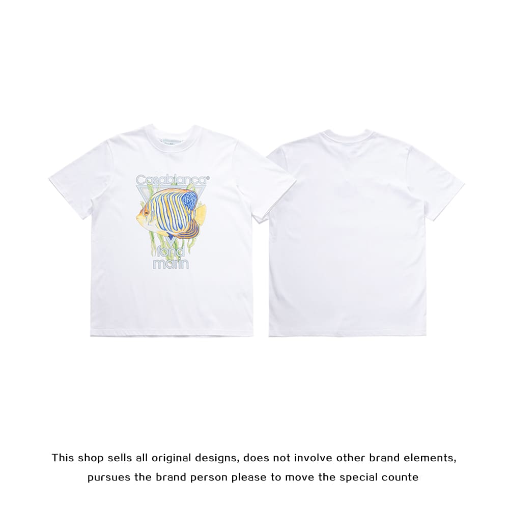 FOG Amiri Casablanca Printed Loose Crew Neck T-Shirt High Street Style