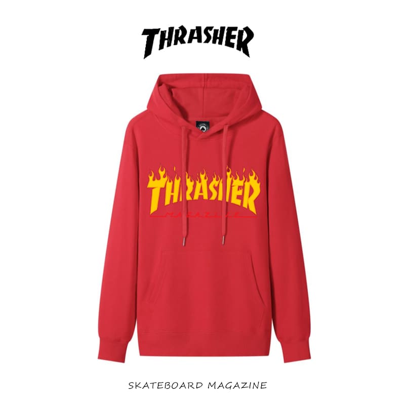 thrasher flame yellow fire hooded sweater loose casual pure cotton coat