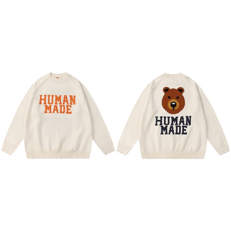 Hvm*n M*de cartoon jacquard sweater niche trendy round neck for couples