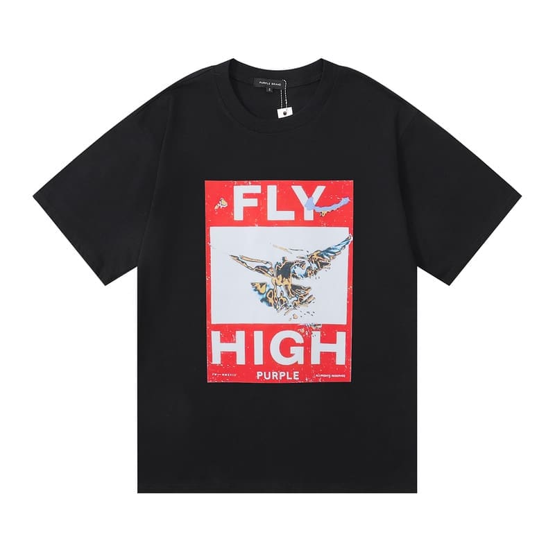 pu*re b*and fly high printed short sleeve loose t-shirt for men and women