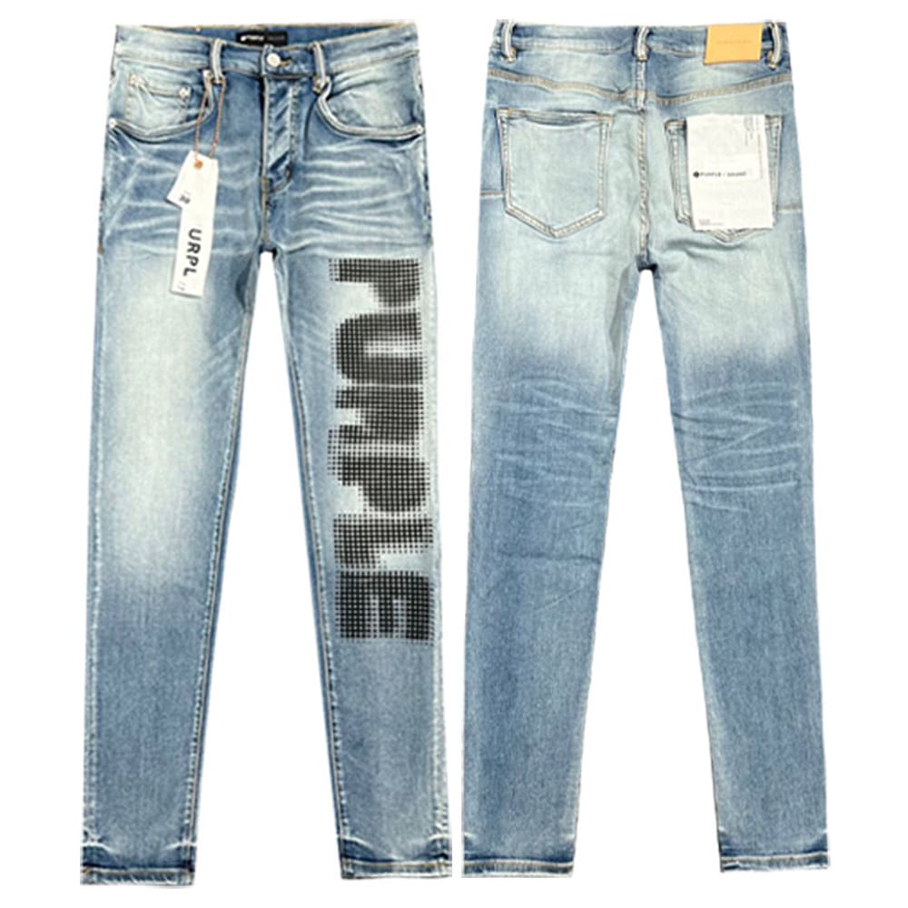 pu*re b*and slim stretch jeans with washed ink splash for men and women
