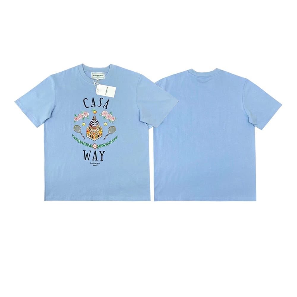 FOG AMIRI CASABLANCA Printed Pattern Loose Round-Neck Short-Sleeve T-Shirt for Men and Women