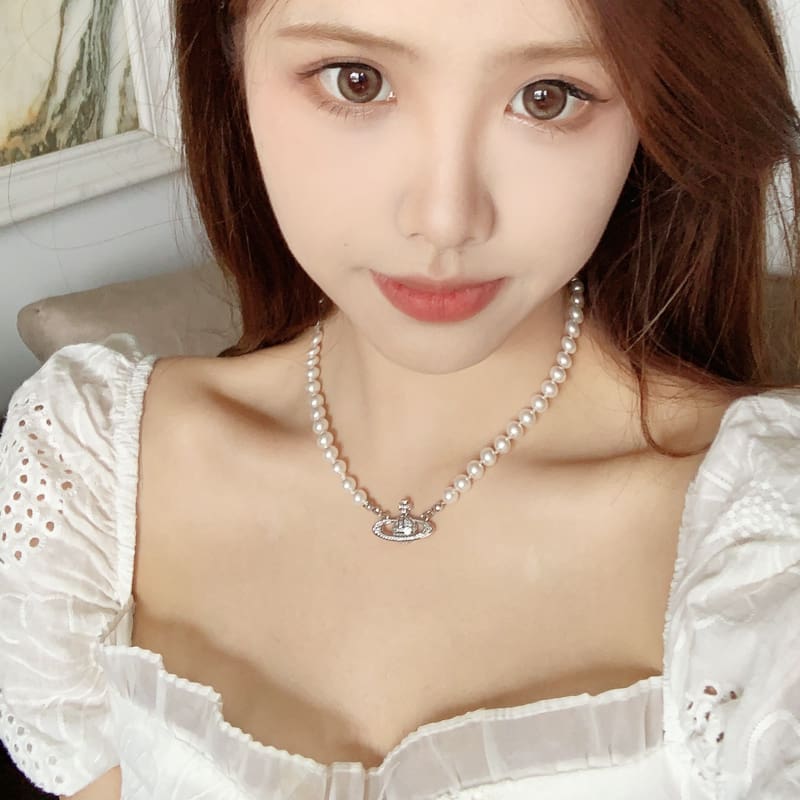 u1u1enne westwood earth planet necklace luxury french clavicle chain