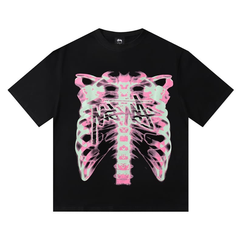 Stussy Skull X-Ray Print Long Sleeve T-Shirt for Men and Women