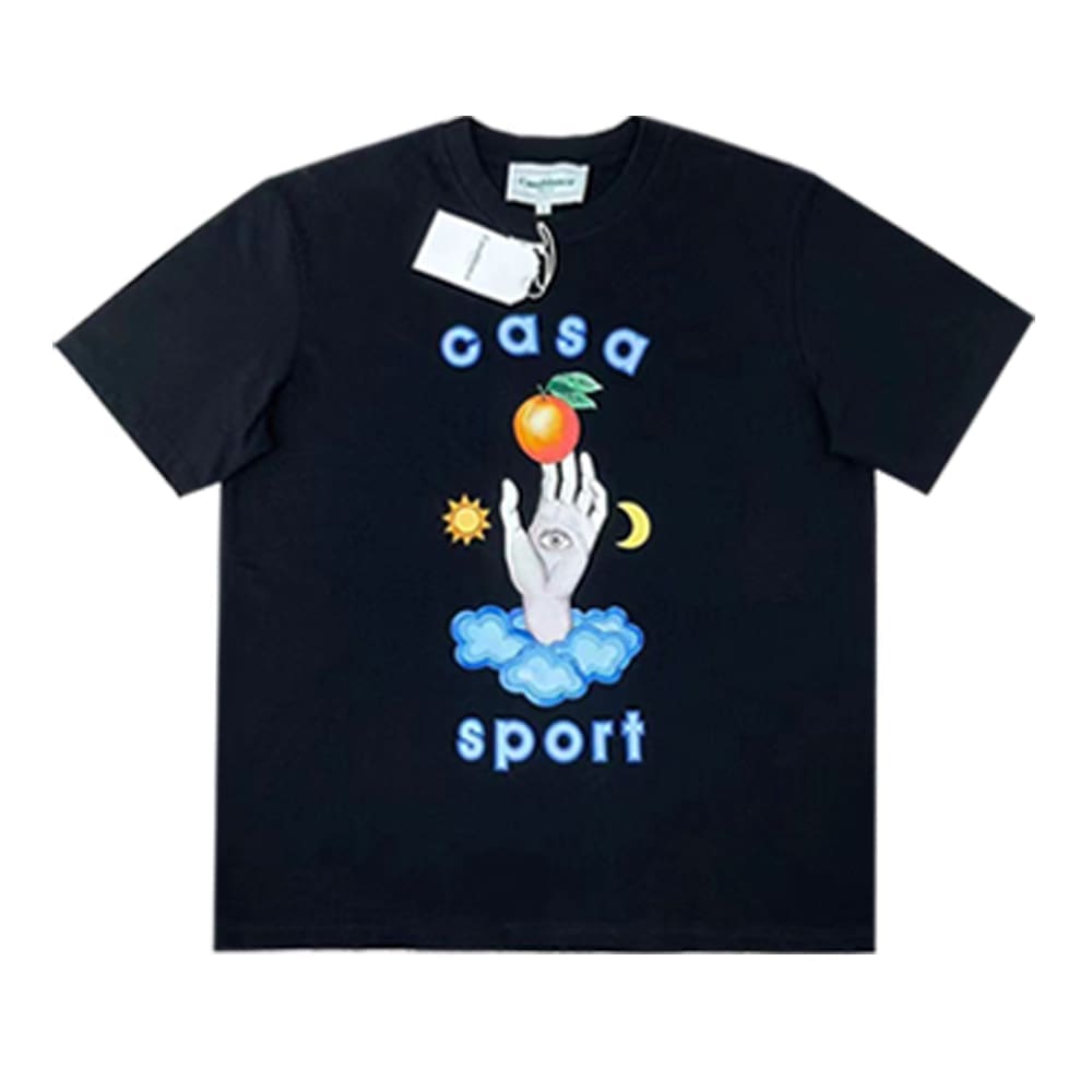 FOG AMIRI CASABLANCA Printed Pattern Loose Round-Neck Short-Sleeve T-Shirt for Men and Women