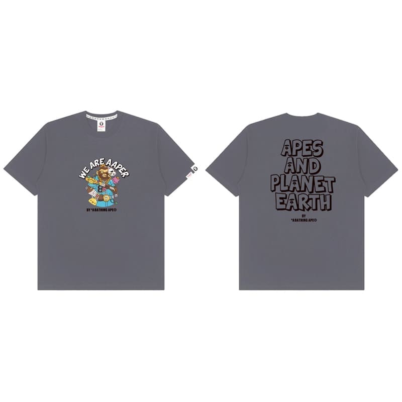 AAPE Ape Head Badge Printed Short Sleeve T-Shirt for Men and Women