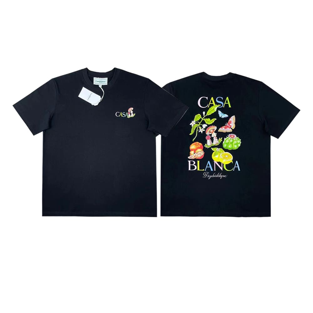 FOG AMIRI CASABLANCA Printed Pattern Loose Round-Neck Short-Sleeve T-Shirt for Men and Women