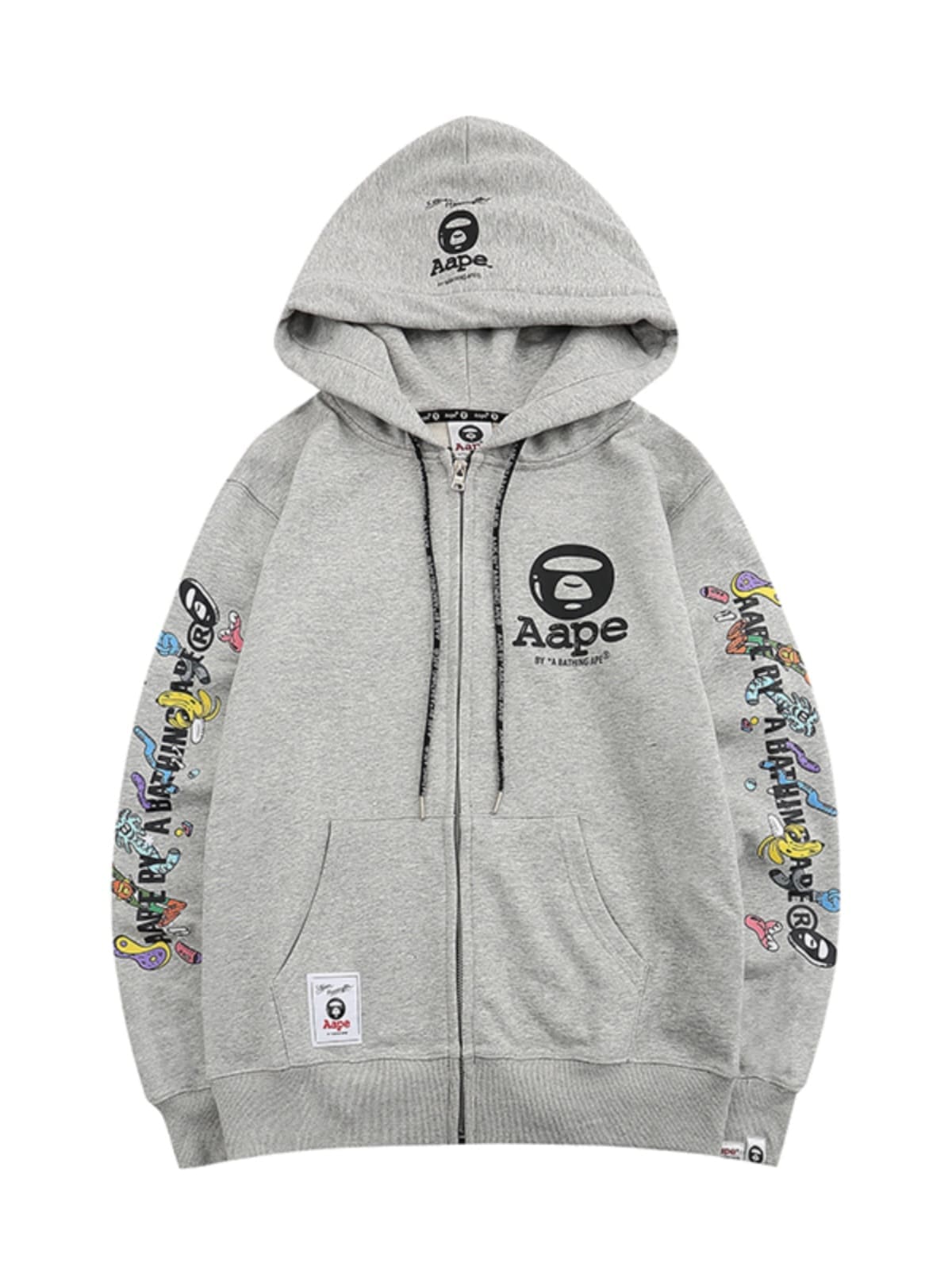 AAPE Cartoon Print Zipper Hoodie for Men and Women