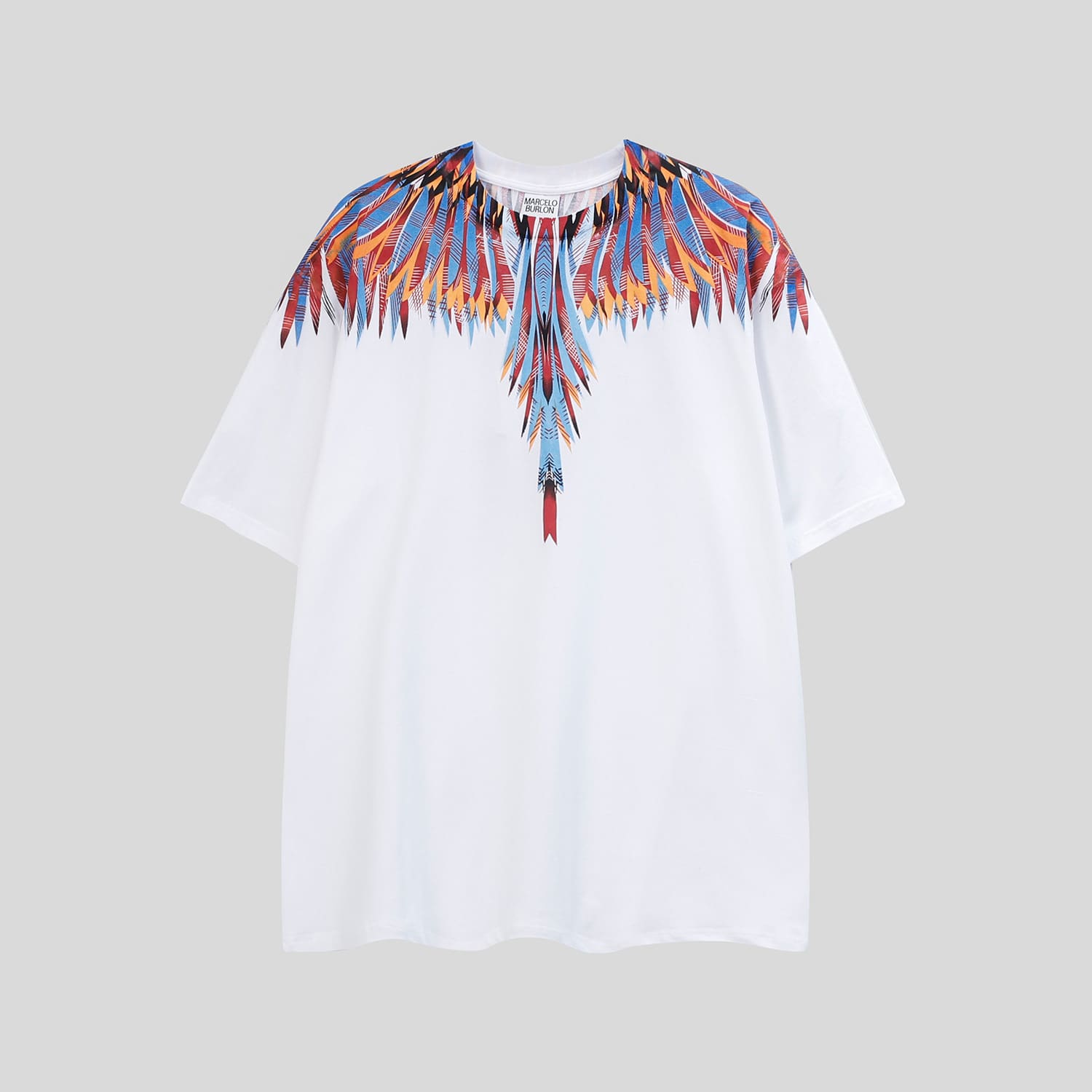 Marcelo Burlon Python Lion’s Head Feather T-Shirt Summer Couple Wear