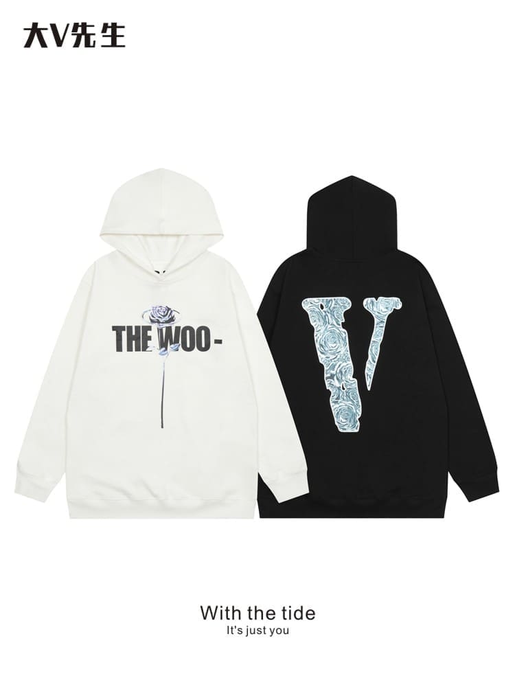 VLONE Large V Hooded Sweater Retro Pullover for Men and Women