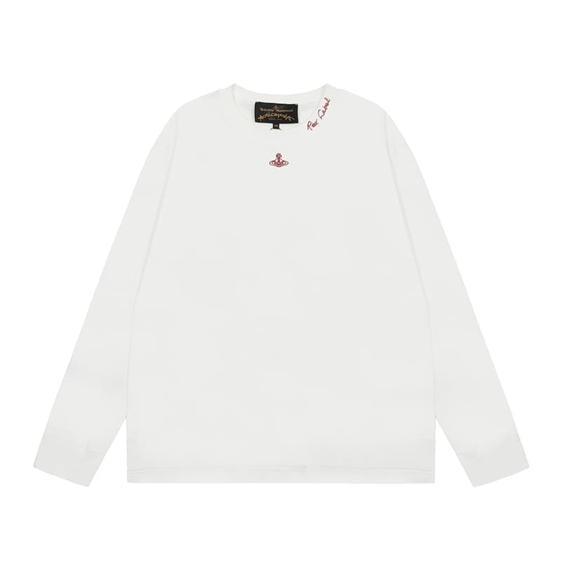 u1u1enne westwood splash-ink embroidered long sleeve t-shirt for men and women