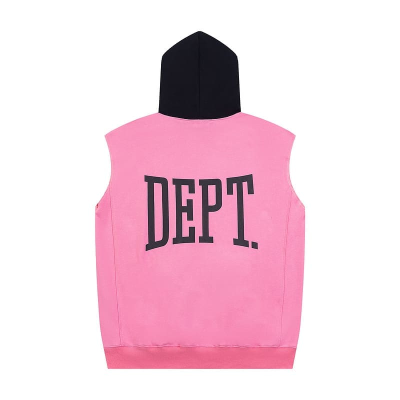 Gallery Dept High Street Letter Print Hooded Vest Jacket with Color Collision Design