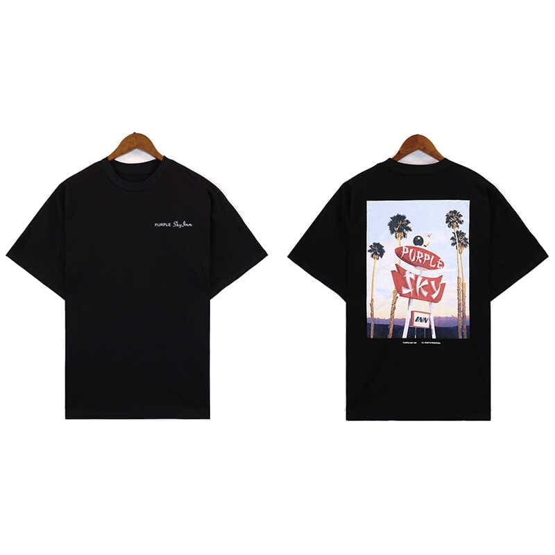 vlone fog pu*re b*and x blue sky inn t-shirt coconut tree print for men