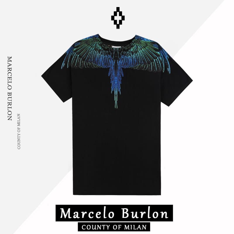 Marcelo Burlon MB Amber Green Wings short sleeve
