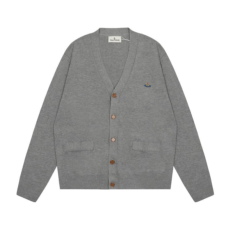 u1u1enne westwood saturn embroidery loose knitted cardigan sweater for spring and autumn