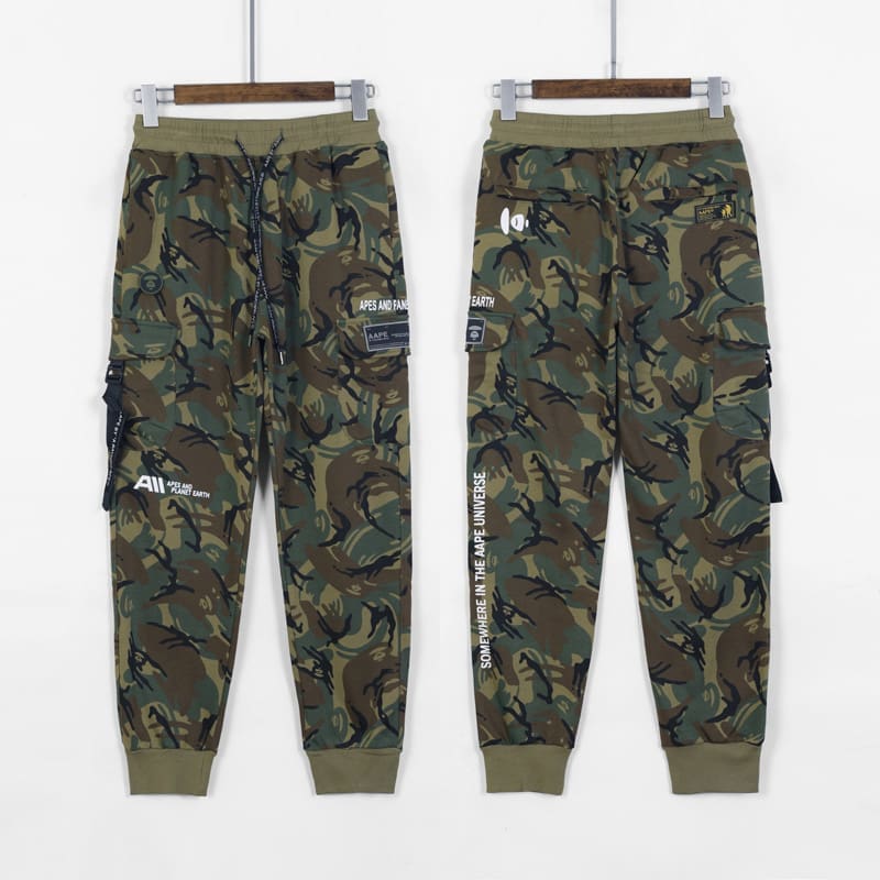 AAPE Camouflage Multi-Pocket Cargo Pants for Men and Women